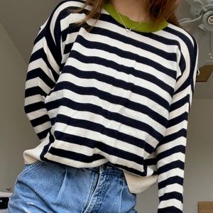 100% wool Women COS striped contrast color sweatshirt